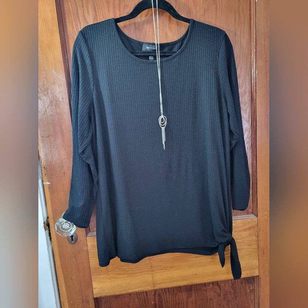 Tie front blouse with matching necklace
